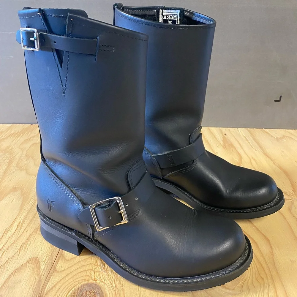 FRYE 15R ENGINEER BOOTS 77555 BLACK フライ Frye | Shoes | Frye Engineer Boots Womens Black Leather Size 8 2 M